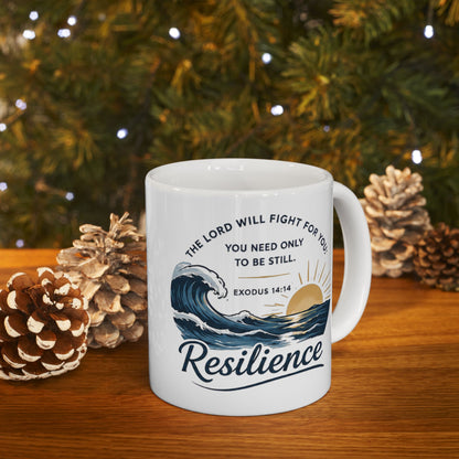 Resilience Ocean Ceramic Mug — Inspirational Sunrise & Wave 11oz/15oz