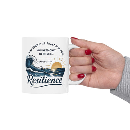 Resilience Ocean Ceramic Mug — Inspirational Sunrise & Wave 11oz/15oz