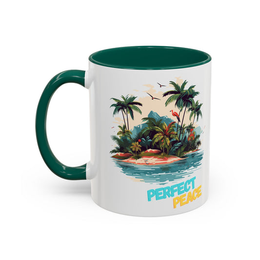 Colorful Tropical Peace Mug, Perfect for Relaxation, Gift for Beach Lovers, Summer Vibes Coffee Cup, 11oz 15oz