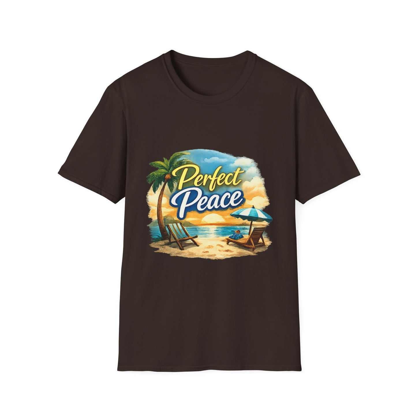 Perfect Peace Beach T-Shirt — Tropical Palm Sunset Graphic Tee