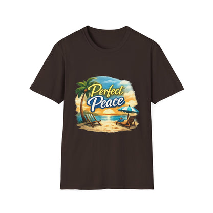 Perfect Peace Beach T-Shirt — Tropical Palm Sunset Graphic Tee