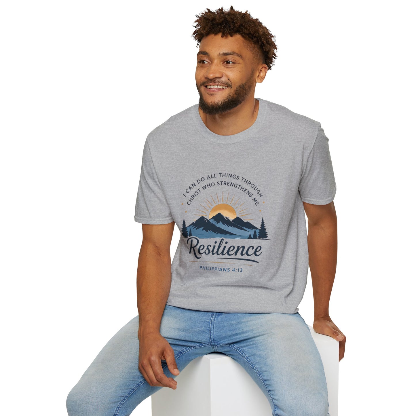 Resilience Mountain T‑Shirt — "I Can Do All Things Through Christ" Inspirational Christian Tee