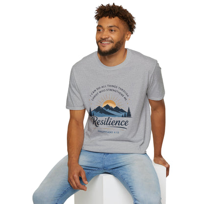 Resilience Mountain T‑Shirt — "I Can Do All Things Through Christ" Inspirational Christian Tee