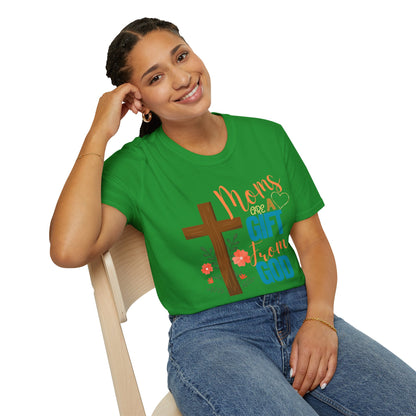 Moms Are a Gift from God T-Shirt | Unisex Softstyle Tee for Mother's Day