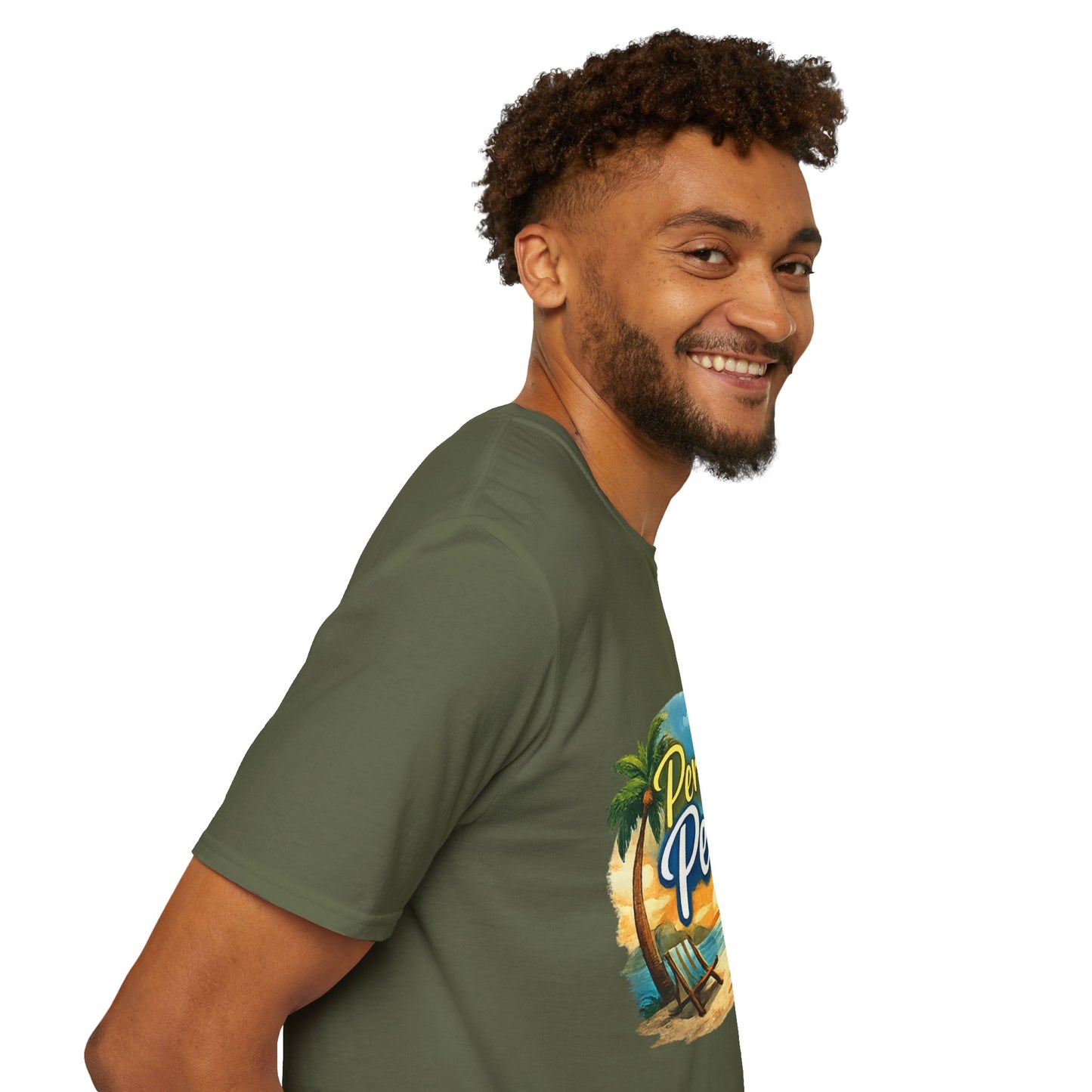 Perfect Peace Beach T-Shirt — Tropical Palm Sunset Graphic Tee