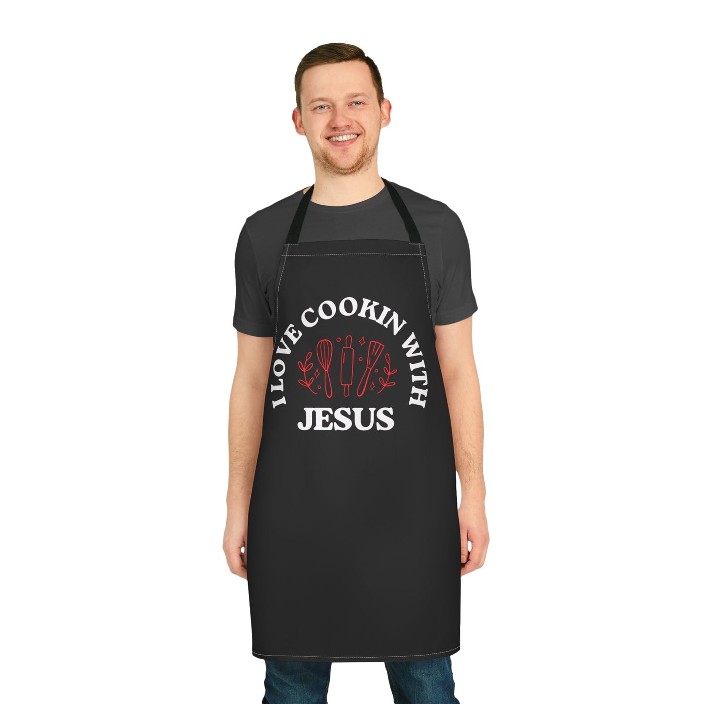 I Love Cookin' with Jesus Apron - 5-Color Straps