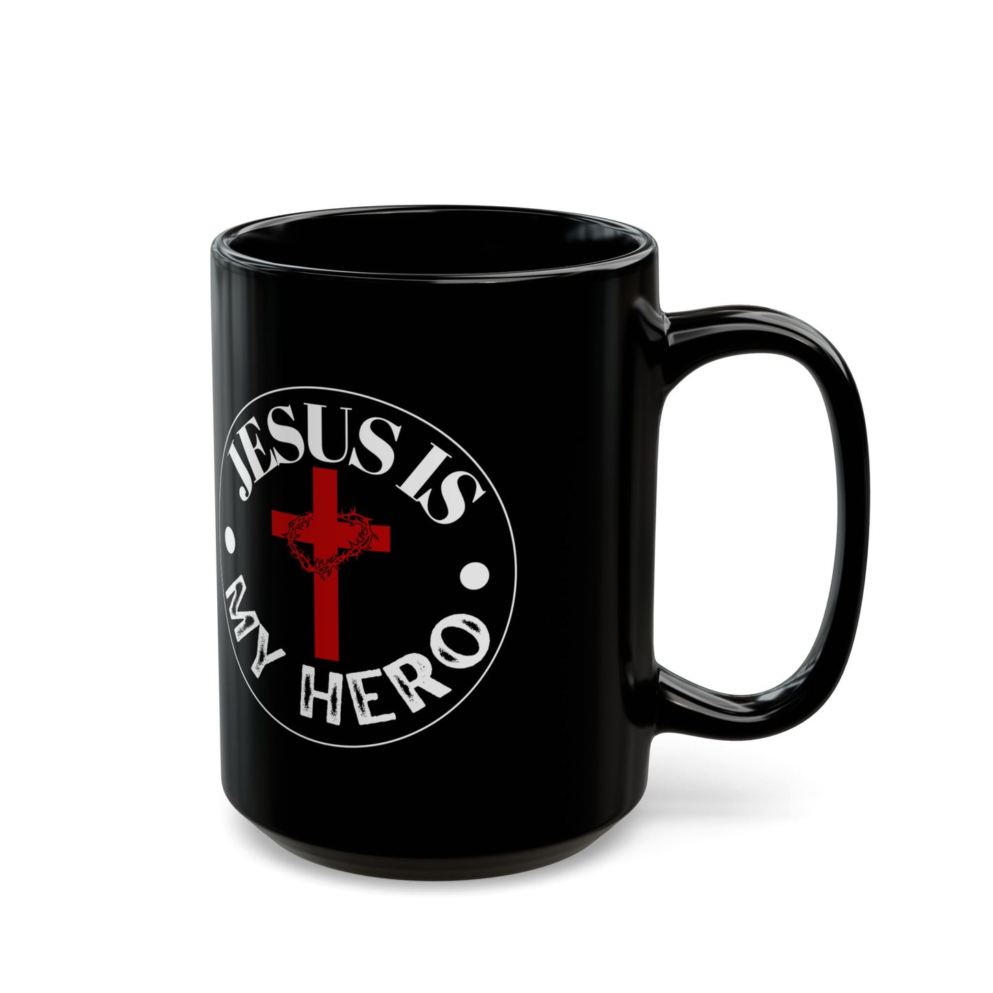 'Jesus is My Hero'-Inspirational Christian Mug -  | 11oz & 15oz Black Coffee Cup
