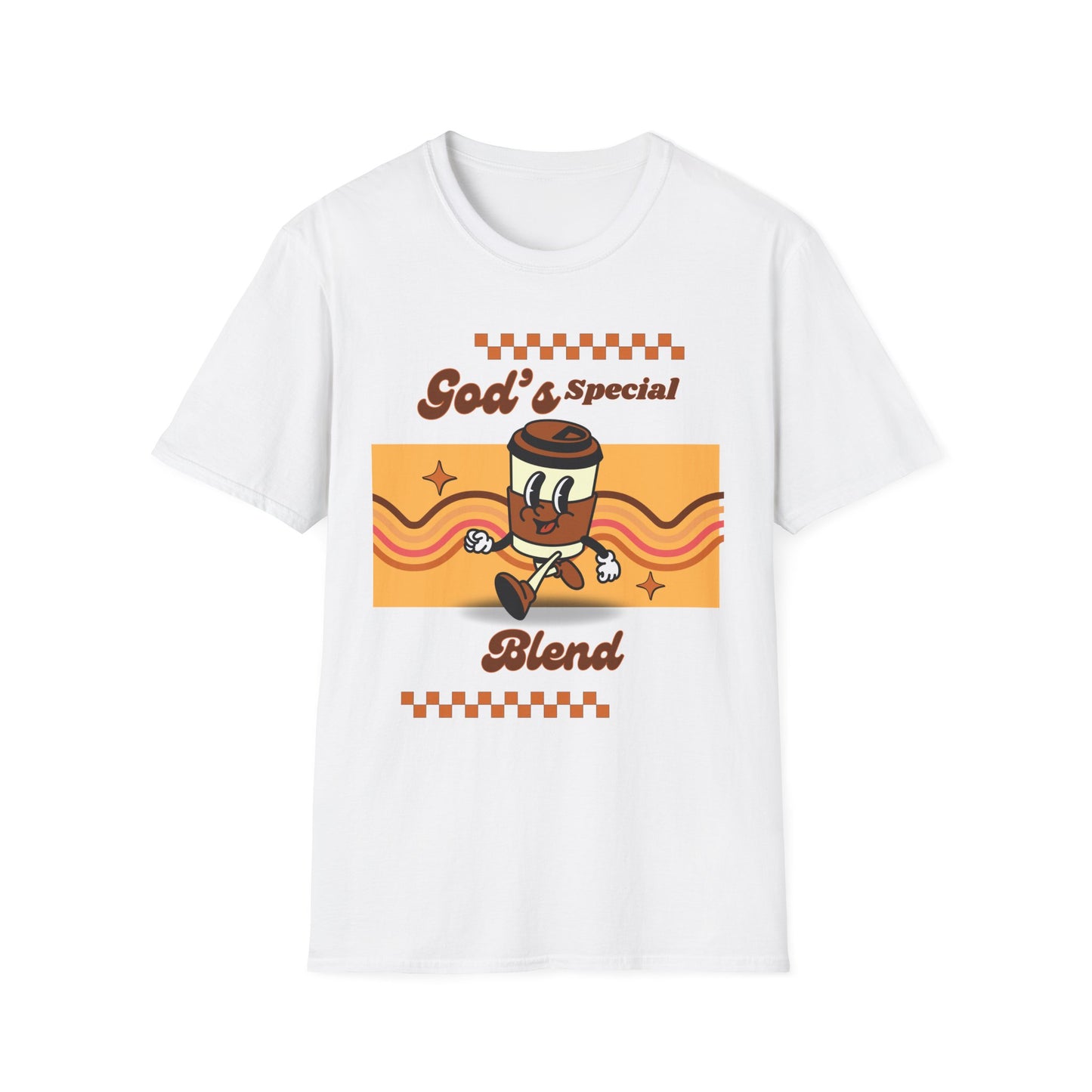 God's Special Blend Unisex Softstyle T-Shirt, Retro Coffee Tee, Fun Gift for Baristas, Casual Wear, Ideal for Birthdays
