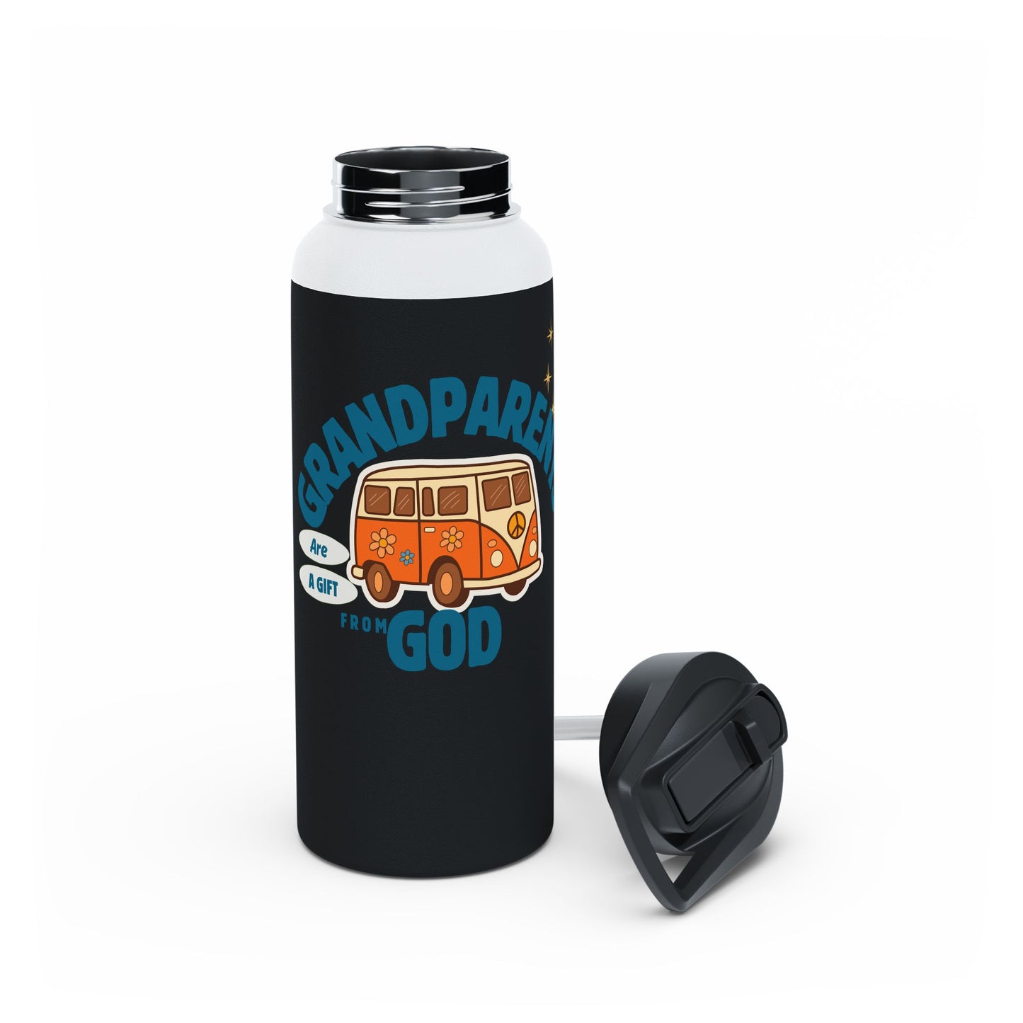 Grandparents God Water Bottle — Retro Camper Stainless Steel Bottle