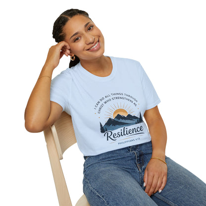 Resilience Mountain T‑Shirt — "I Can Do All Things Through Christ" Inspirational Christian Tee