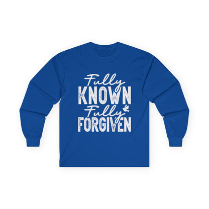 Fully Known Fully Forgiven Long Sleeve Tee - Unisex Cotton Shirt for Faith & Comfort