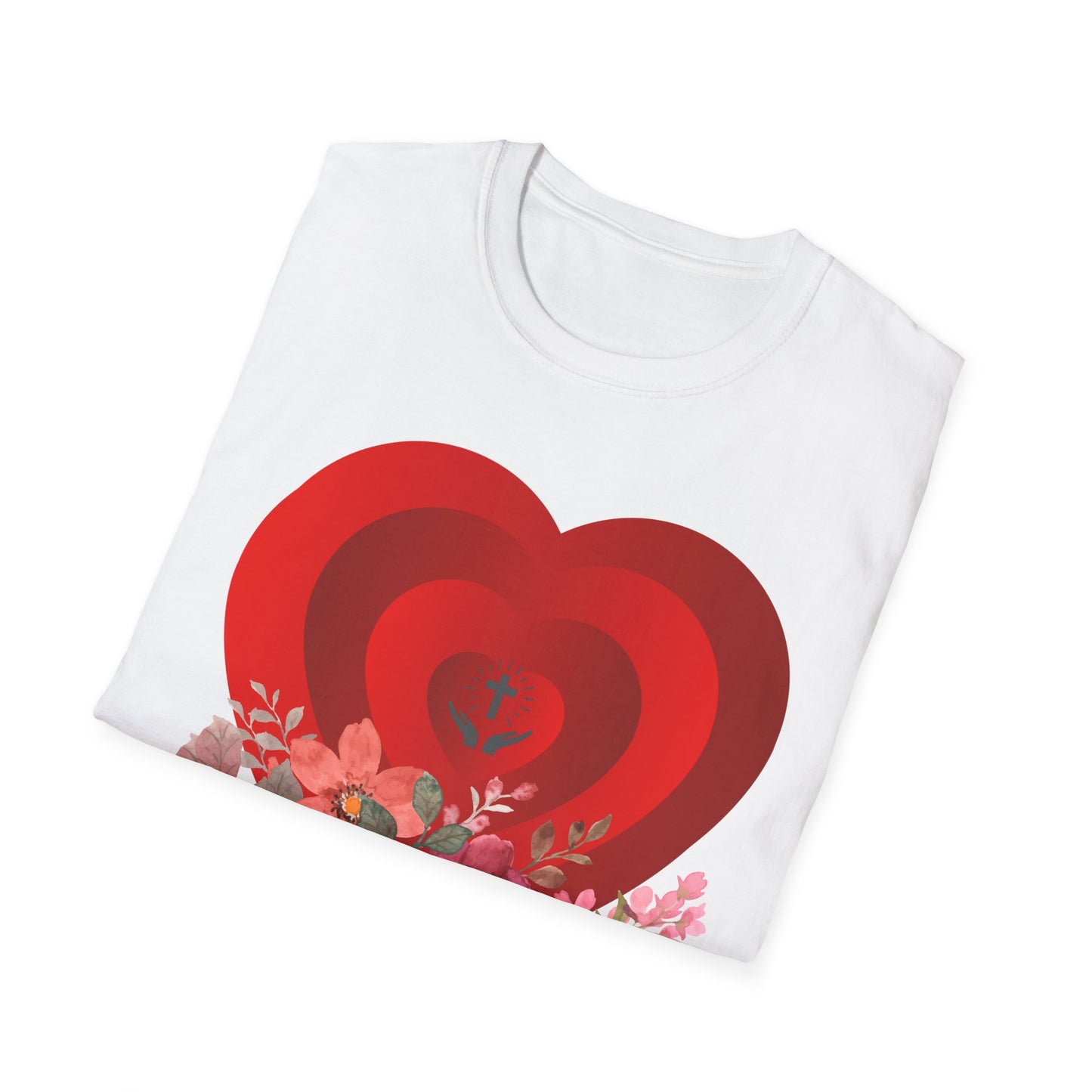 Romantic Floral Heart Unisex Softstyle T-Shirt
