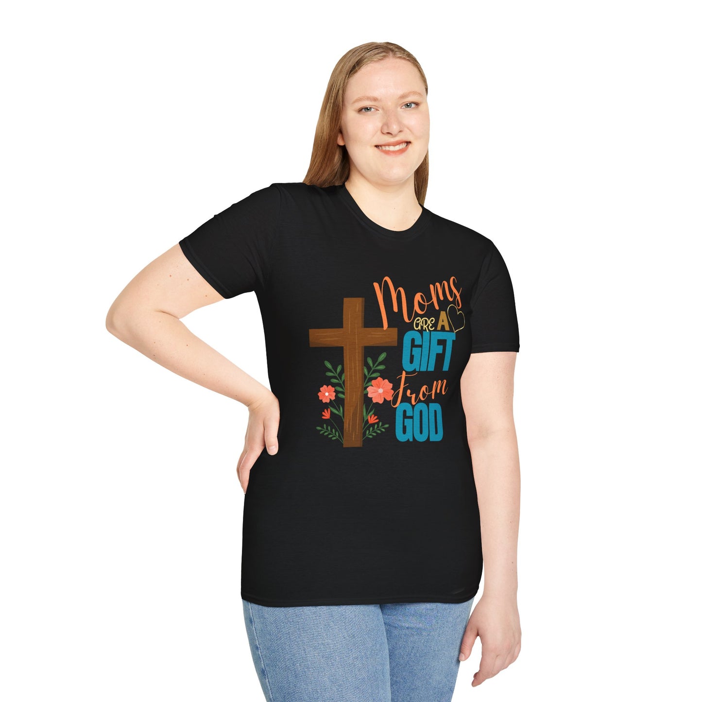Moms Are a Gift from God T-Shirt | Unisex Softstyle Tee for Mother's Day
