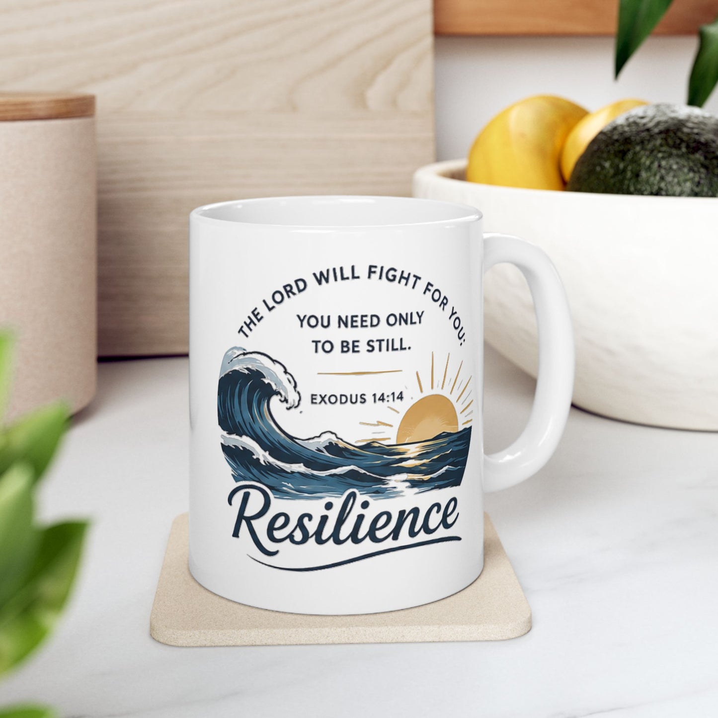 Resilience Ocean Ceramic Mug — Inspirational Sunrise & Wave 11oz/15oz