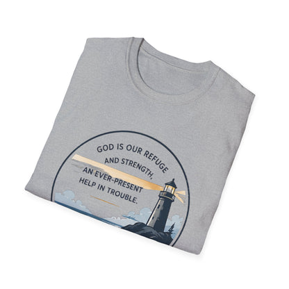 Resilience Lighthouse T-Shirt — Psalm 46:1 Inspirational Christian Tee