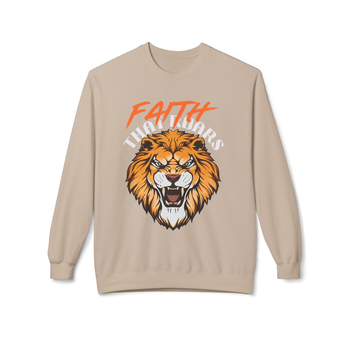 Lion Graphic Sweatshirt — "Faith That Roars" Bold Christian Crewneck