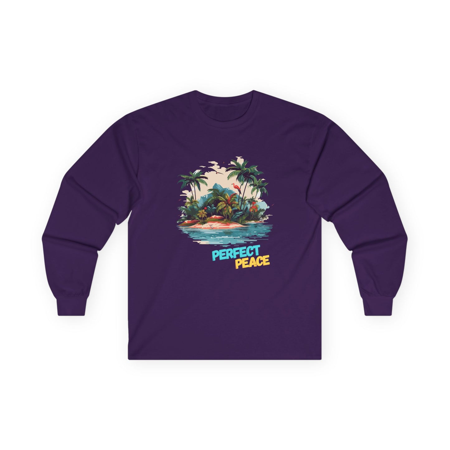Long Sleeve Tee — Tropical Island 'Perfect Peace' Graphic