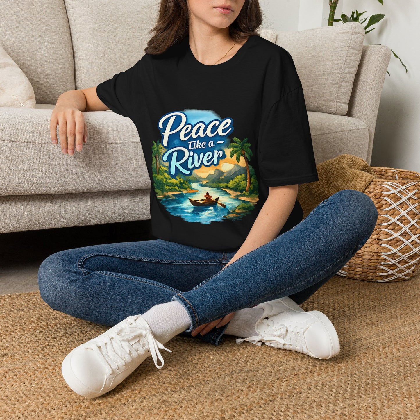 Peace Like a River T‑Shirt — Scenic River Prayer Tee