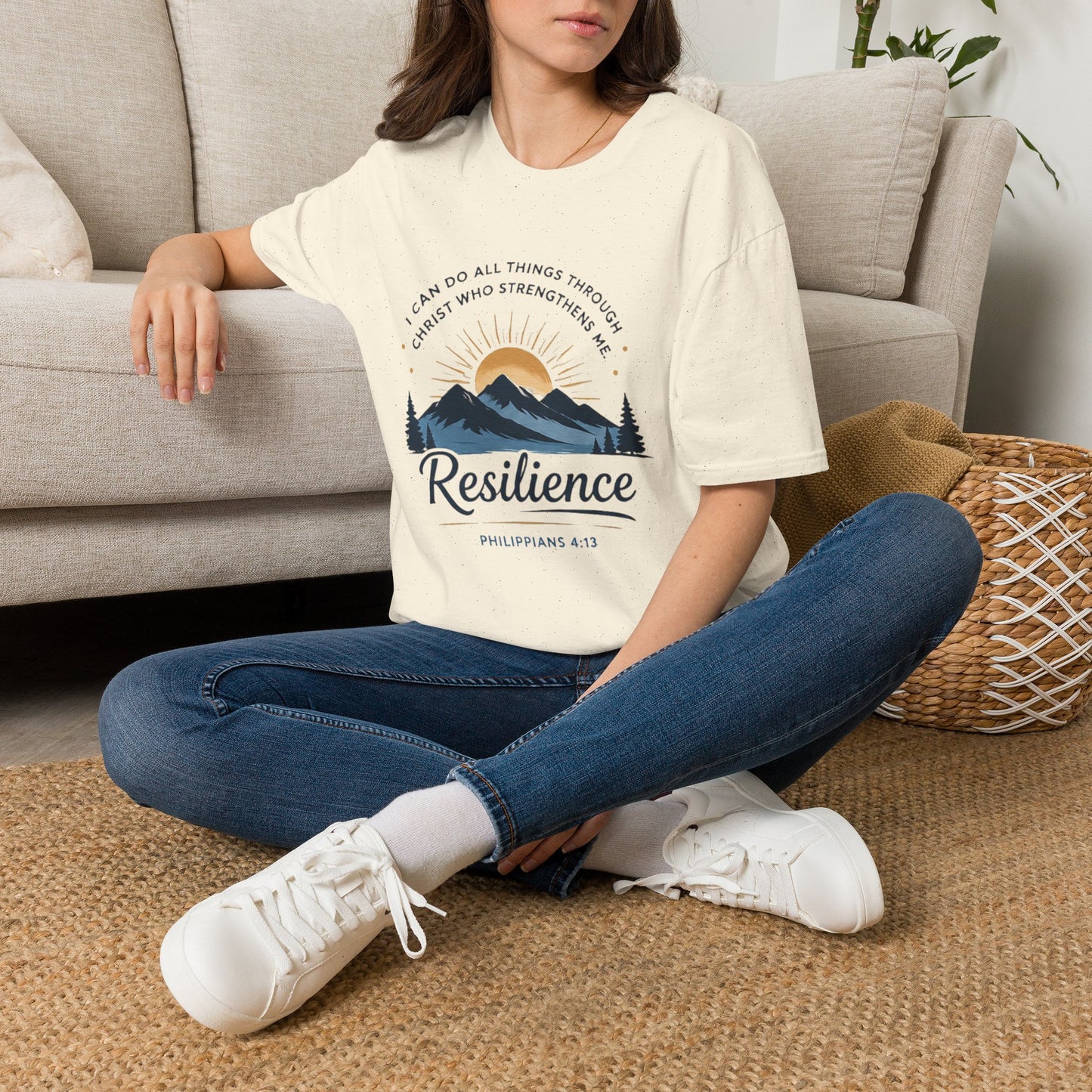 Resilience Mountain T‑Shirt — "I Can Do All Things Through Christ" Inspirational Christian Tee
