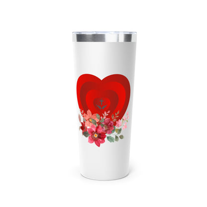 Beautiful Floral Copper Tumbler - 22oz Insulated Travel Mug