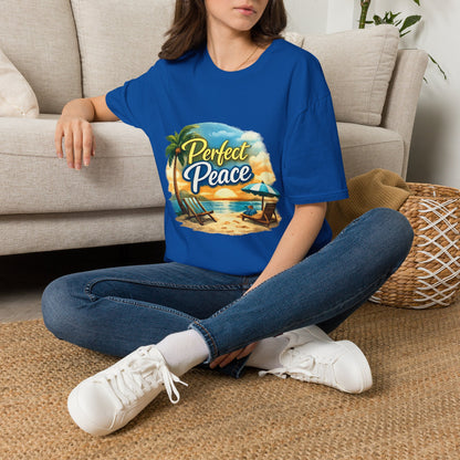 Perfect Peace Beach T-Shirt — Tropical Palm Sunset Graphic Tee