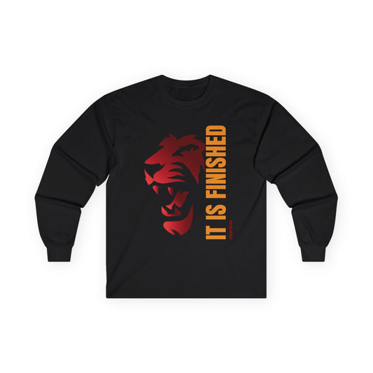 Inspirational Lion Long Sleeve Tee - "It Is Finished"