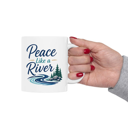 Peaceful River Ceramic Mug — Scenic Nature Coffee Cup (11oz, 15oz)