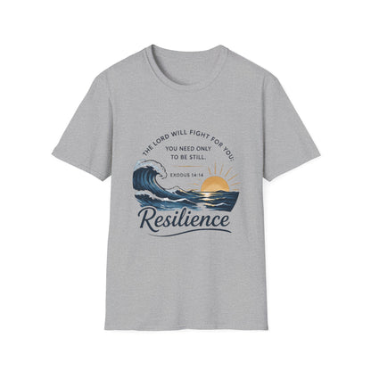 Resilience T-Shirt — "The Lord Will Fight for You" Exodus 14:14 Christian Tee