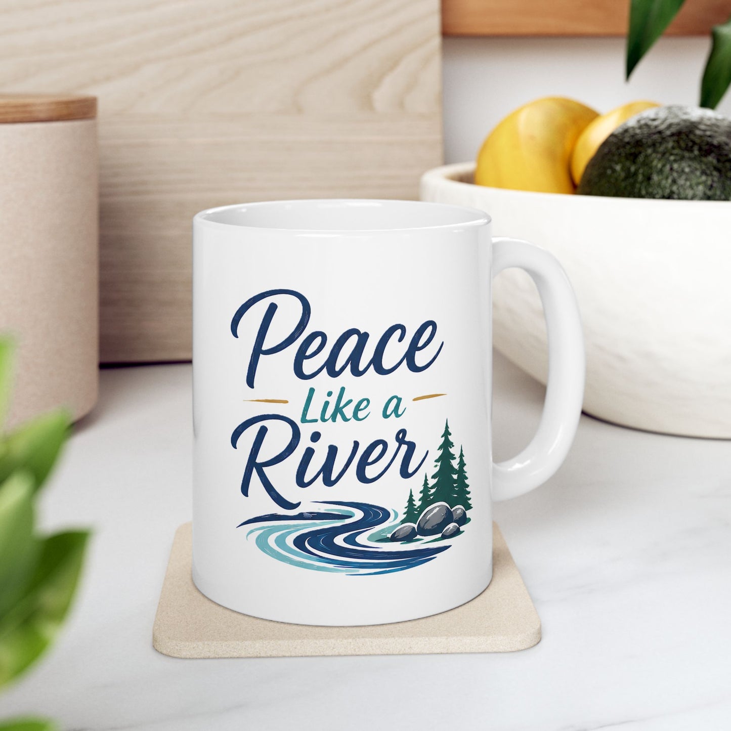 Peaceful River Ceramic Mug — Scenic Nature Coffee Cup (11oz, 15oz)