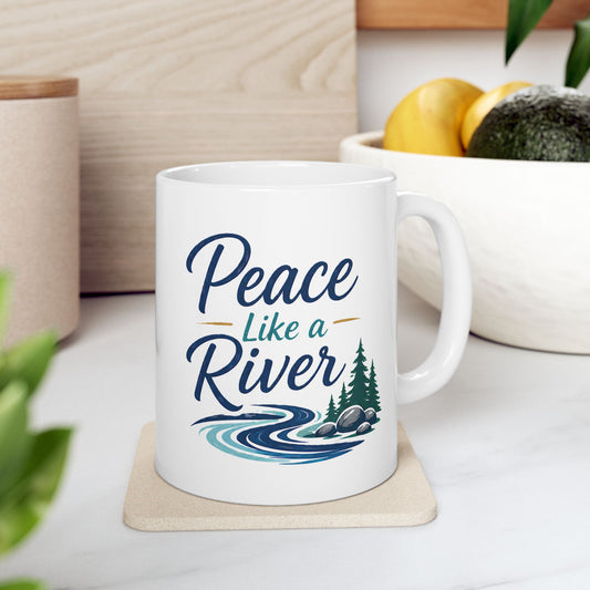 Peaceful River Ceramic Mug — Scenic Nature Coffee Cup (11oz, 15oz)