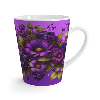 Purple Floral Latte Mug — Violet Bouquet Coffee Cup