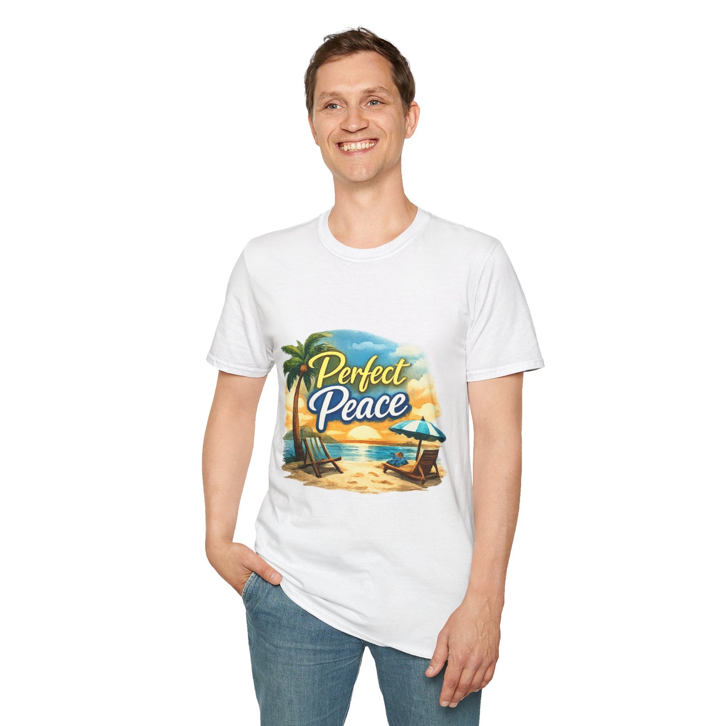 Perfect Peace Beach T-Shirt — Tropical Palm Sunset Graphic Tee