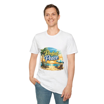 Perfect Peace Beach T-Shirt — Tropical Palm Sunset Graphic Tee