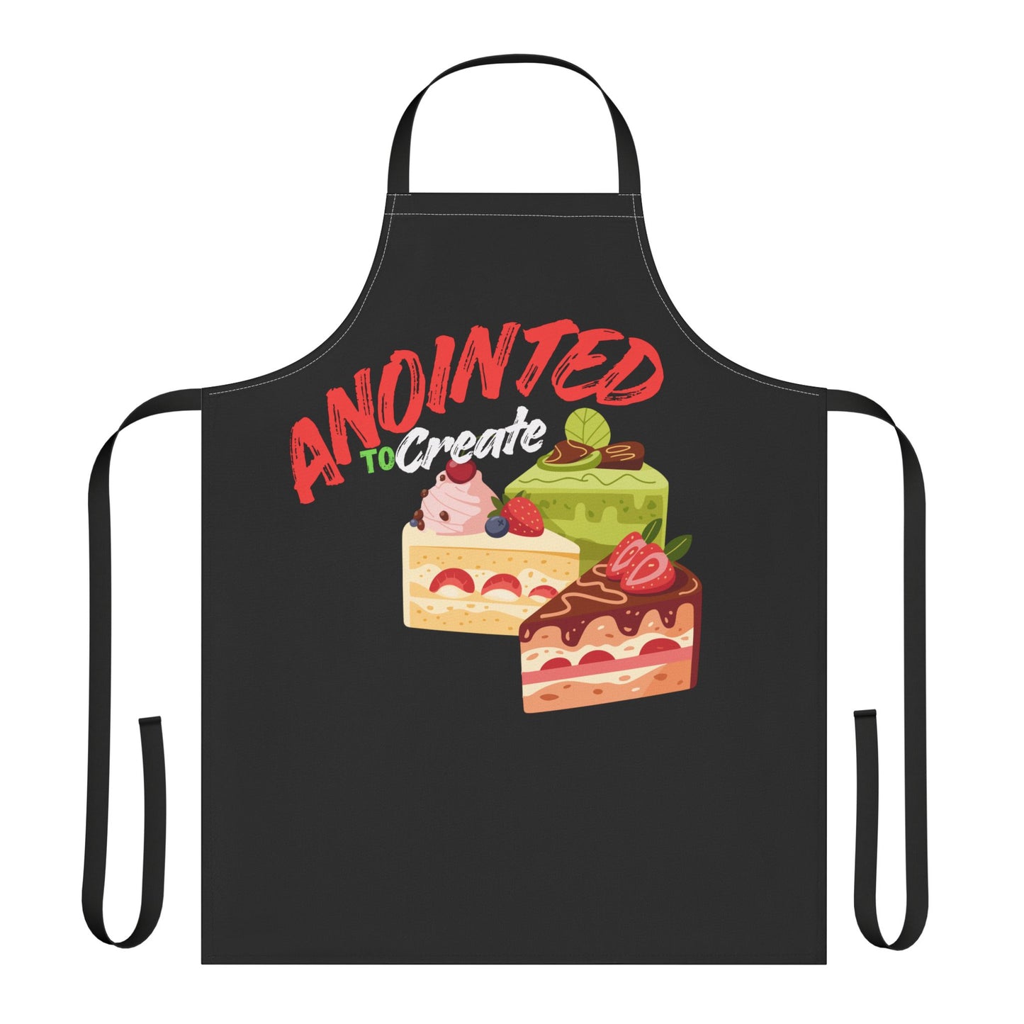 Colorful Baking Apron with Fun Cake Design - "Anointed to Create" (Unisex)
