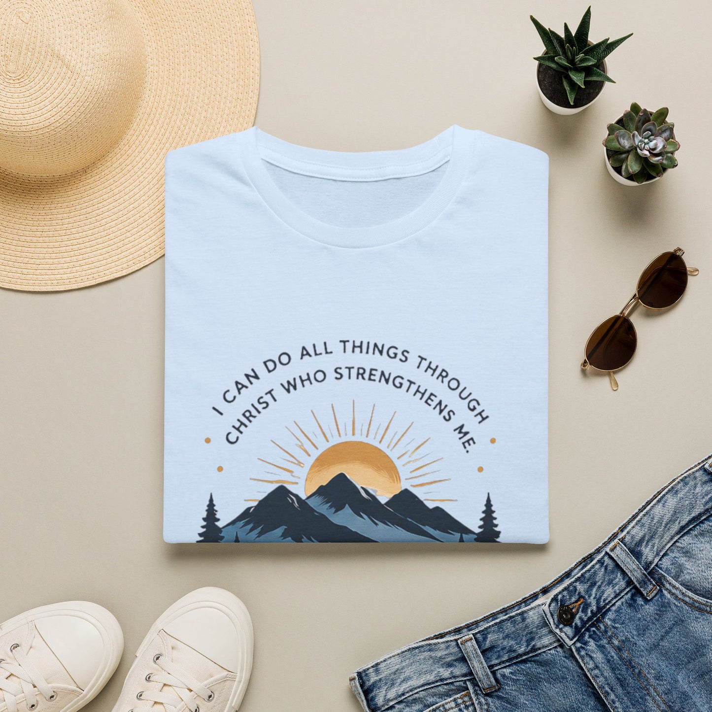 Resilience Mountain T‑Shirt — "I Can Do All Things Through Christ" Inspirational Christian Tee