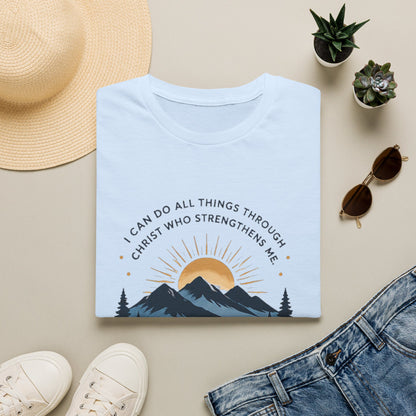 Resilience Mountain T‑Shirt — "I Can Do All Things Through Christ" Inspirational Christian Tee
