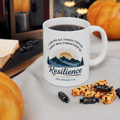 Resilience Mountain Ceramic Mug — Inspirational Camping Coffee Cup (11oz & 15oz)