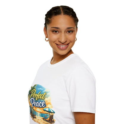 Perfect Peace Beach T-Shirt — Tropical Palm Sunset Graphic Tee