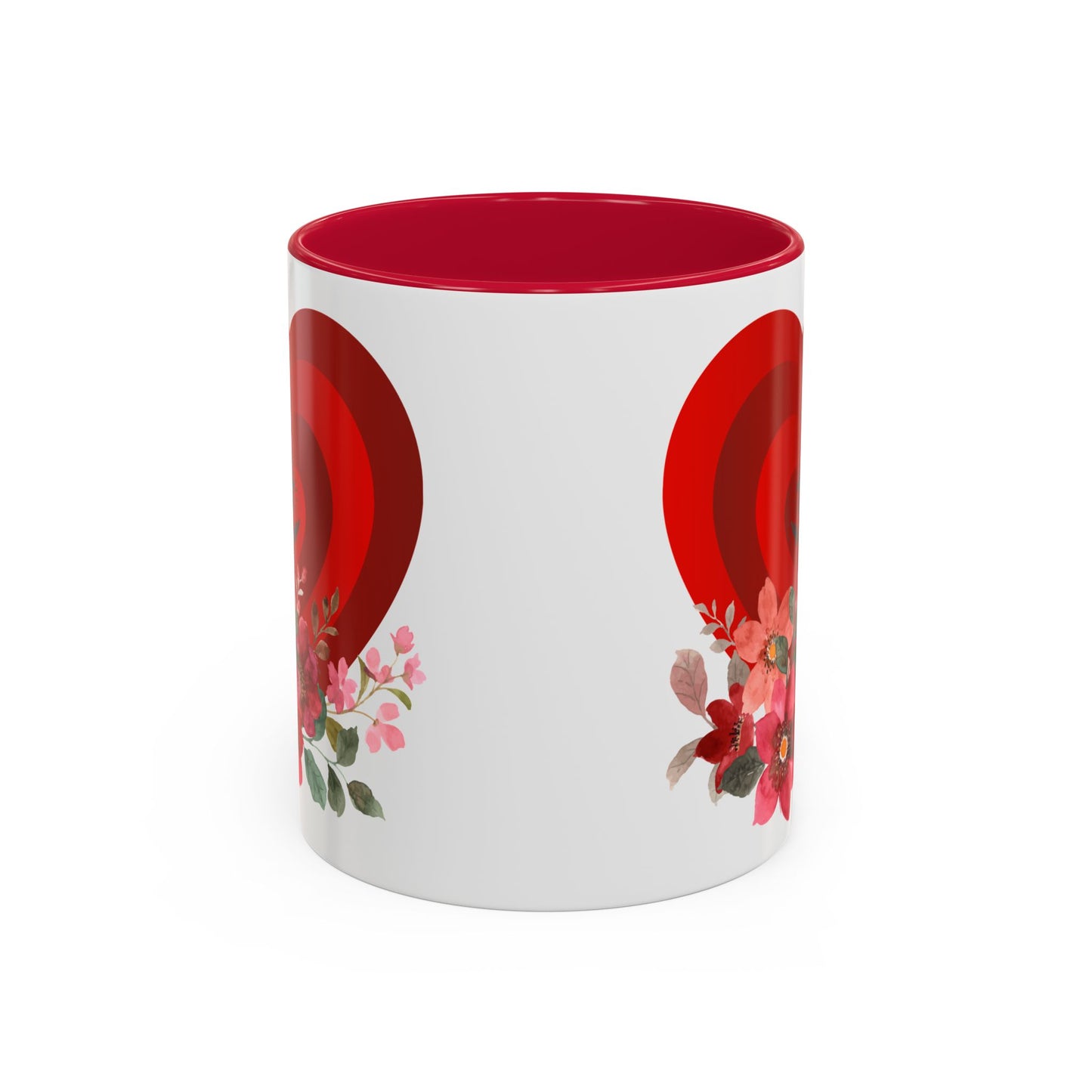 Red Heart Floral Mug (11oz & 15oz) – Romantic Valentine Coffee Cup