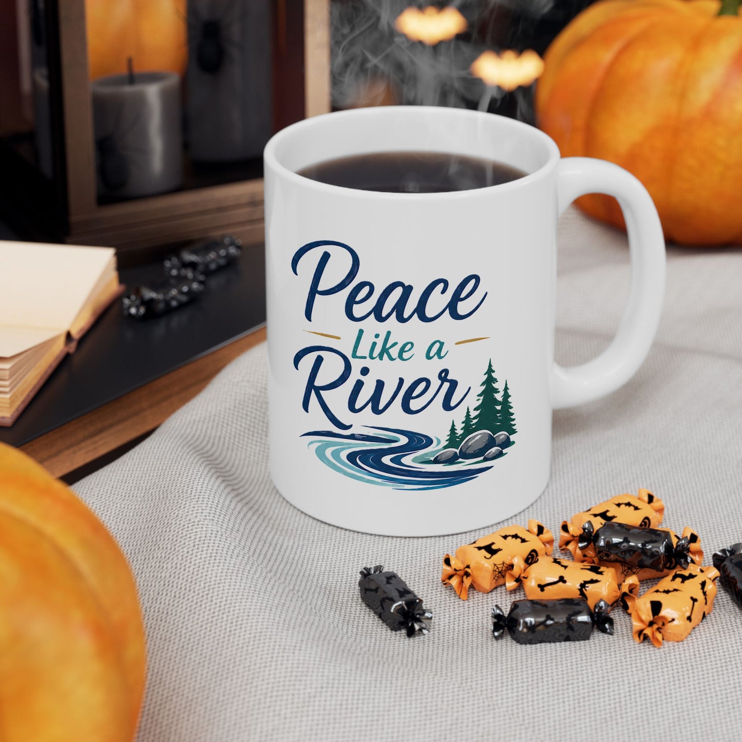 Peaceful River Ceramic Mug — Scenic Nature Coffee Cup (11oz, 15oz)