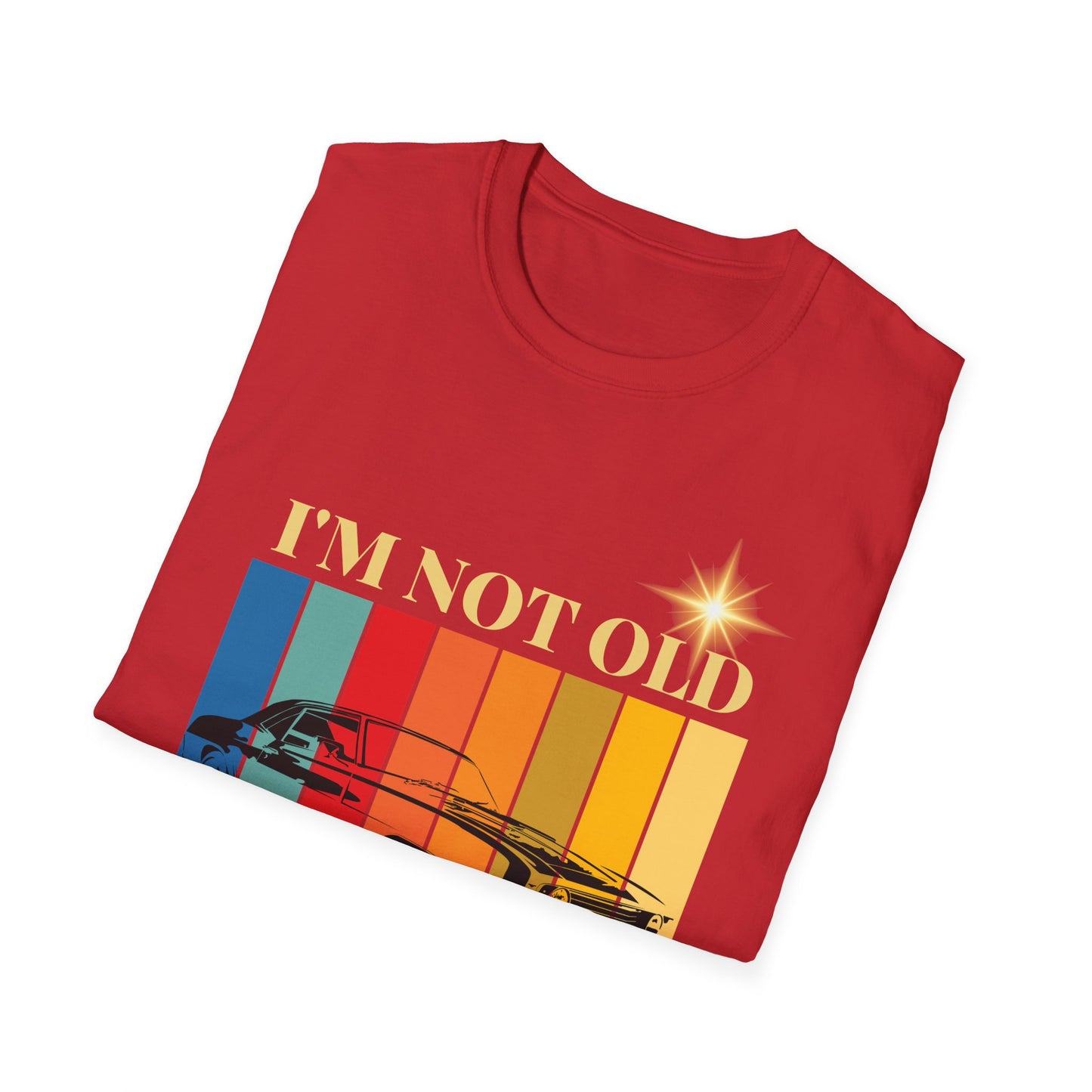 Vintage Muscle Car T‑Shirt — "I’m Not Old, God Made Me A Classic" Retro Stripes
