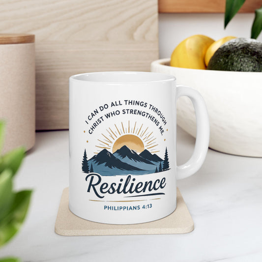 Resilience Mountain Ceramic Mug — Inspirational Camping Coffee Cup (11oz & 15oz)