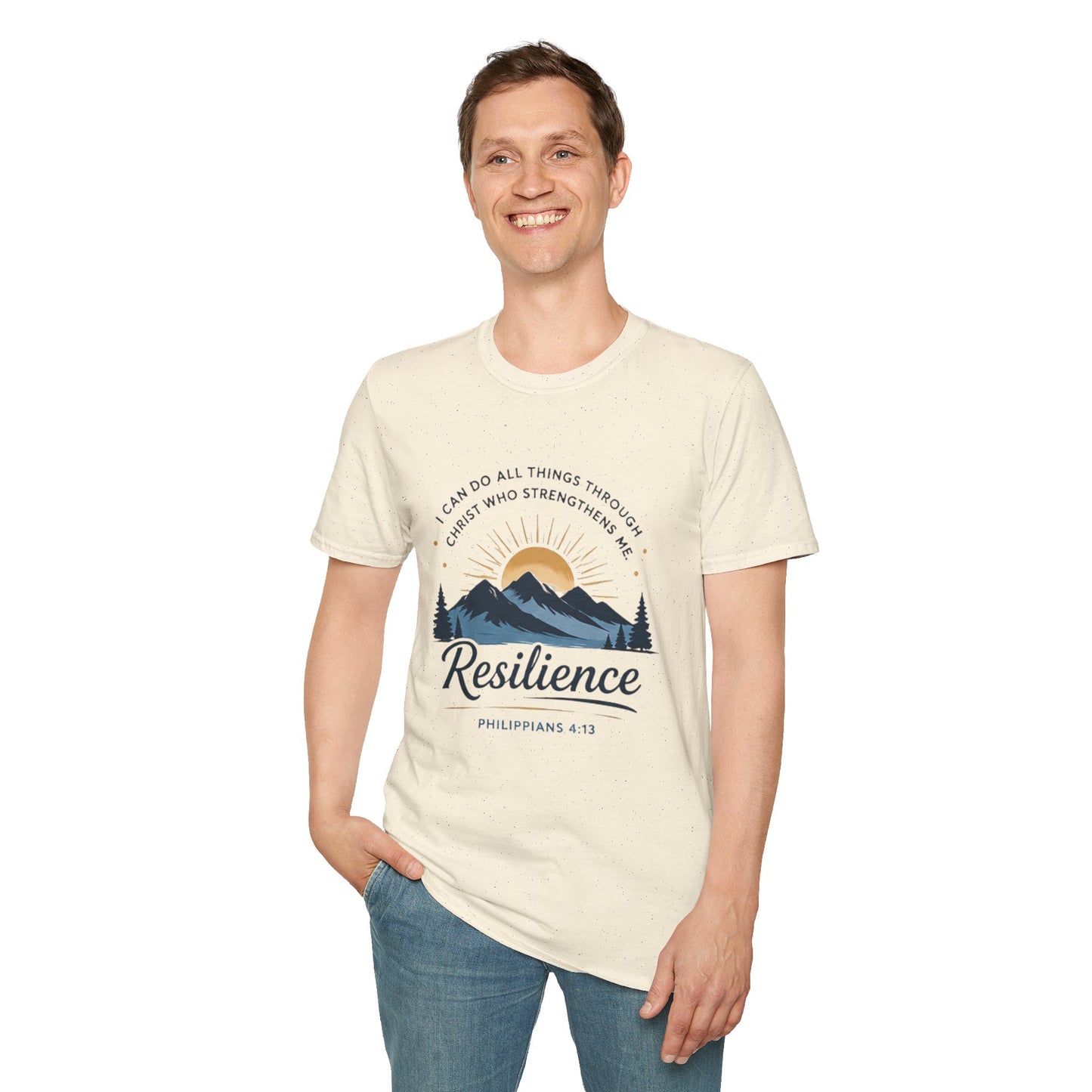 Resilience Mountain T‑Shirt — "I Can Do All Things Through Christ" Inspirational Christian Tee
