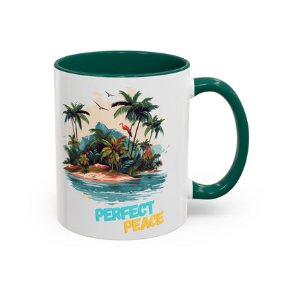 Colorful Tropical Peace Mug, Perfect for Relaxation, Gift for Beach Lovers, Summer Vibes Coffee Cup, 11oz 15oz