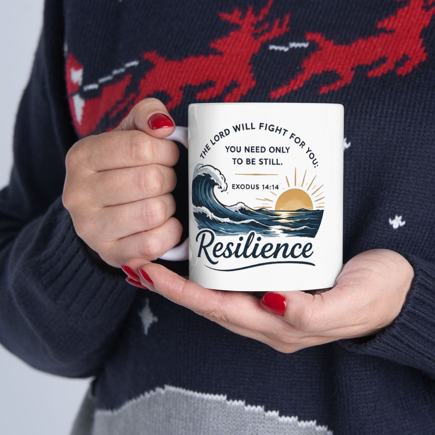 Resilience Ocean Ceramic Mug — Inspirational Sunrise & Wave 11oz/15oz