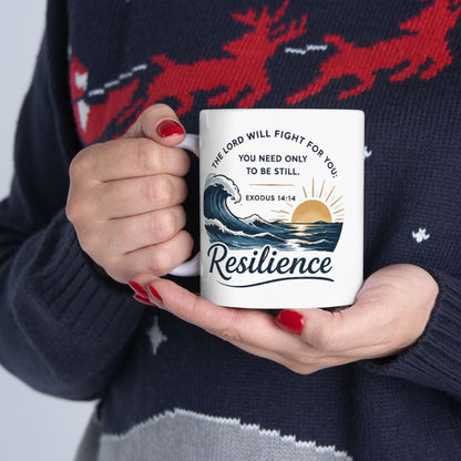 Resilience Ocean Ceramic Mug — Inspirational Sunrise & Wave 11oz/15oz