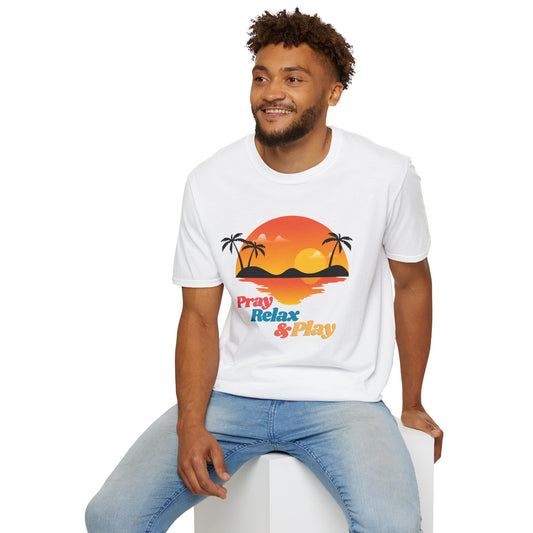 Unisex Beach Vibe T-Shirt - "Pray, Relax & Play" - Summer Casual Wear, Vacation Apparel, Gift for Beach Lovers, Eco-Friendly Fashion, [...]