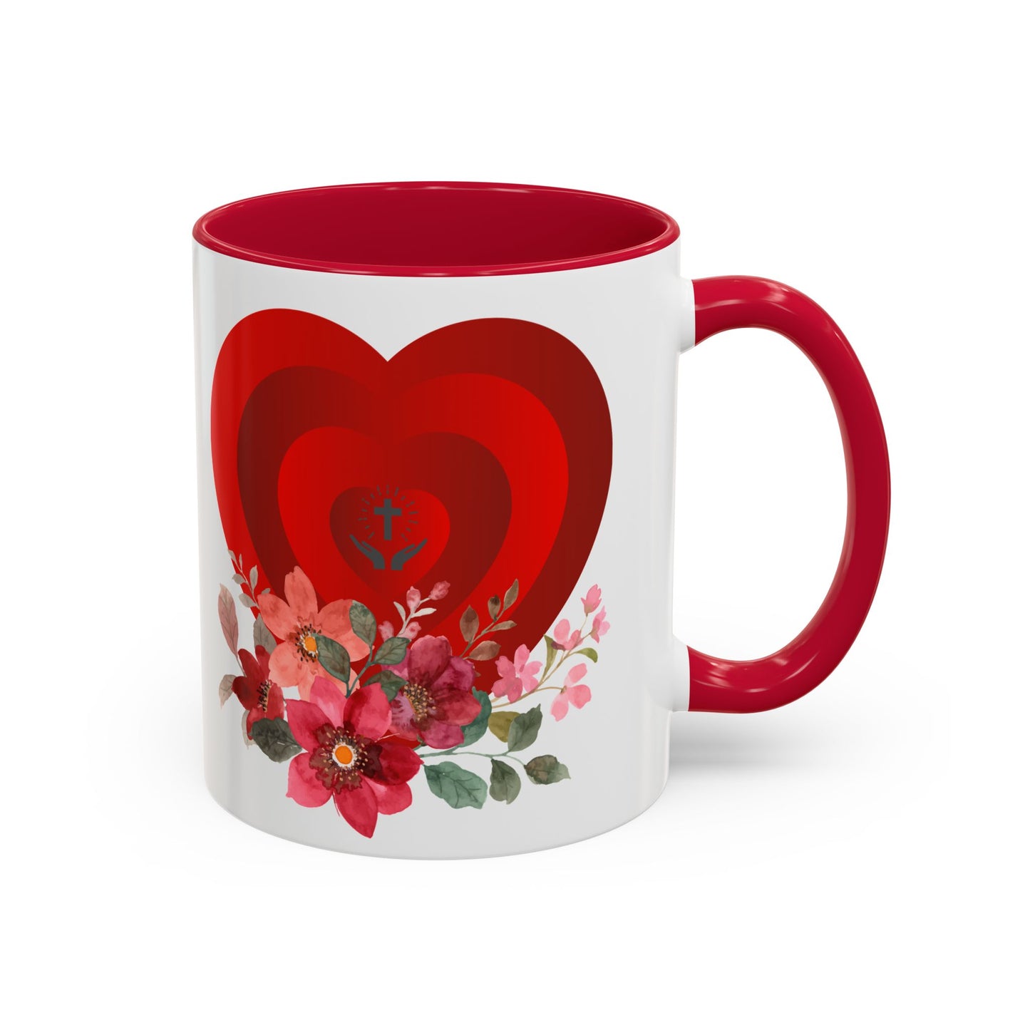 Red Heart Floral Mug (11oz & 15oz) – Romantic Valentine Coffee Cup