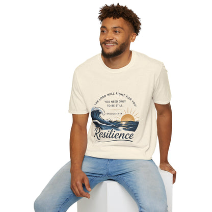Resilience T-Shirt — "The Lord Will Fight for You" Exodus 14:14 Christian Tee