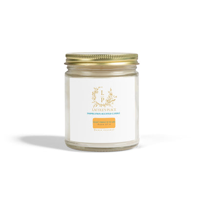 Inspirational Apricot Scented Candle (Mango Coconut)- Handcrafted Relaxation (9oz)